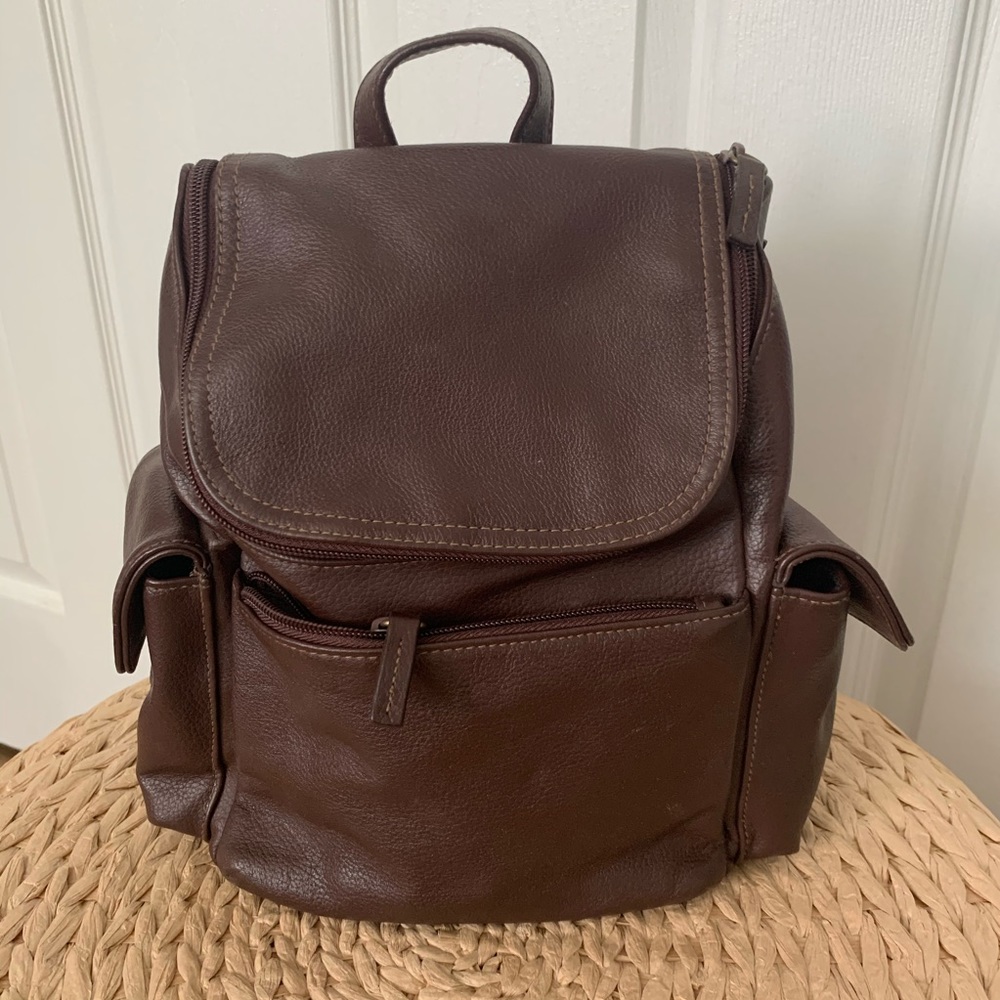 BROWN LEATHER MINI BACKPACK
